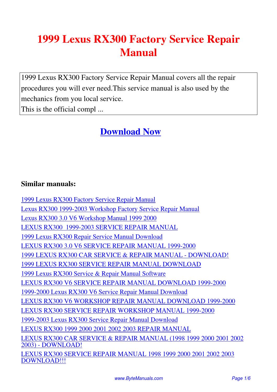 Rx300 Service Manual Download